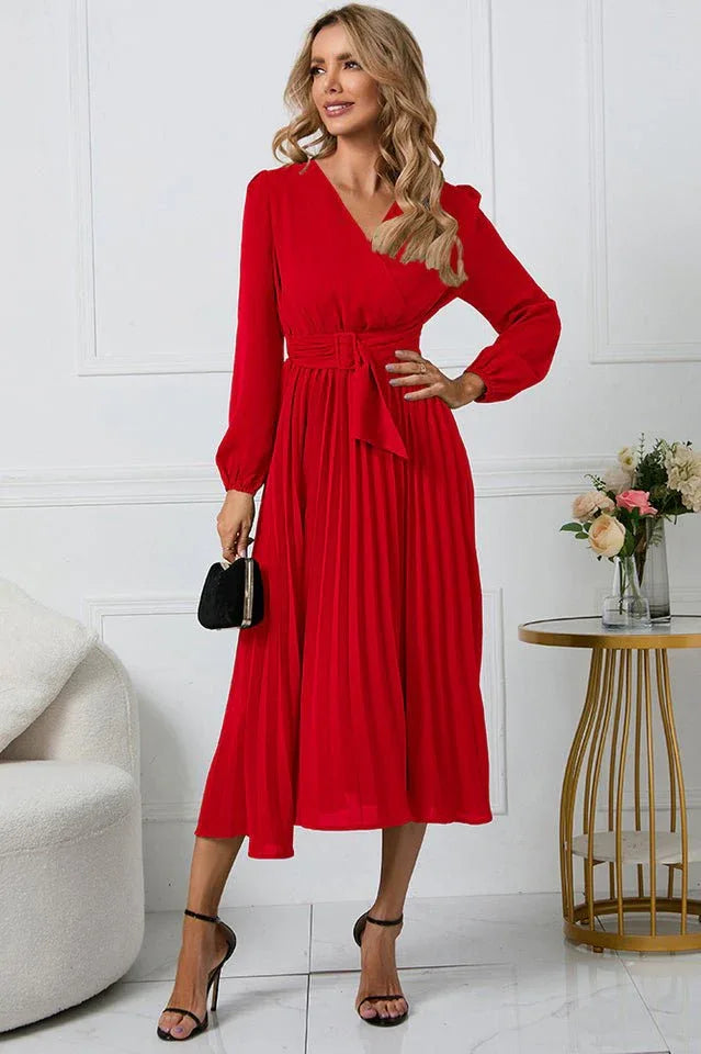 Midi Wrap Dress with Belt - View 26 | WEUXS