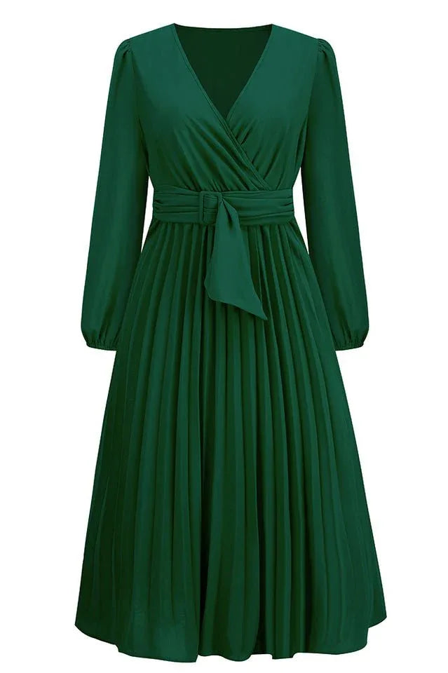 Midi Wrap Dress with Belt - View 10 | WEUXS