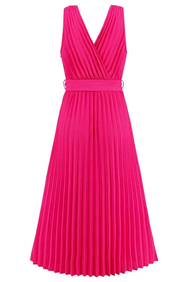 Sleeveless V-neck Maxi Dress with Belt - View 6 | WEUXS