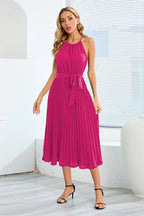 Halter Neck Tie Waist Midi Dress - View 13 | WEUXS