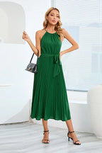 Halter Neck Tie Waist Midi Dress - View 26 | WEUXS