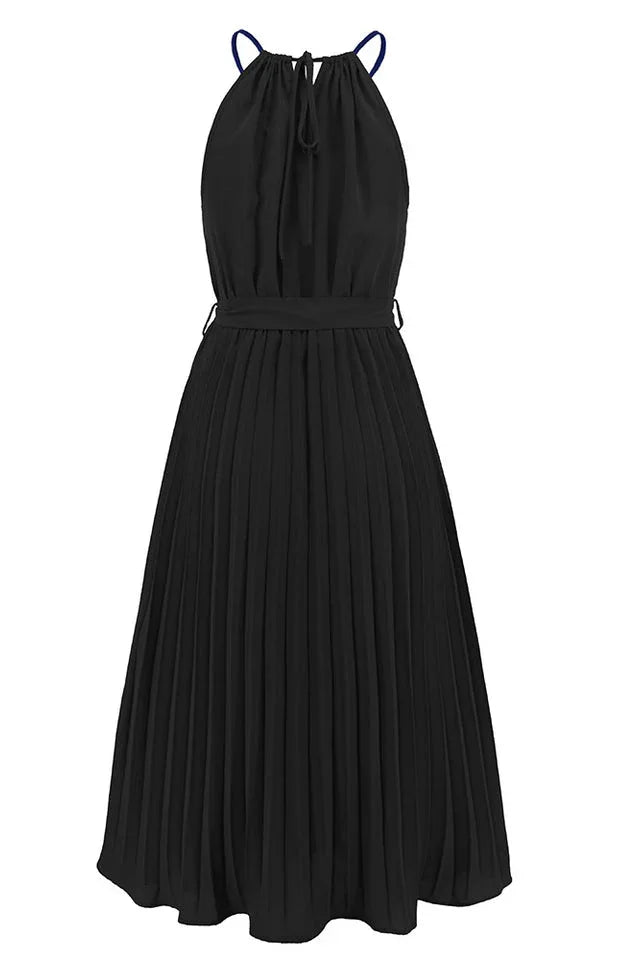 Halter Neck Tie Waist Midi Dress - View 12 | WEUXS