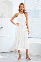 Halter Neck Tie Waist Midi Dress - View 19 | WEUXS