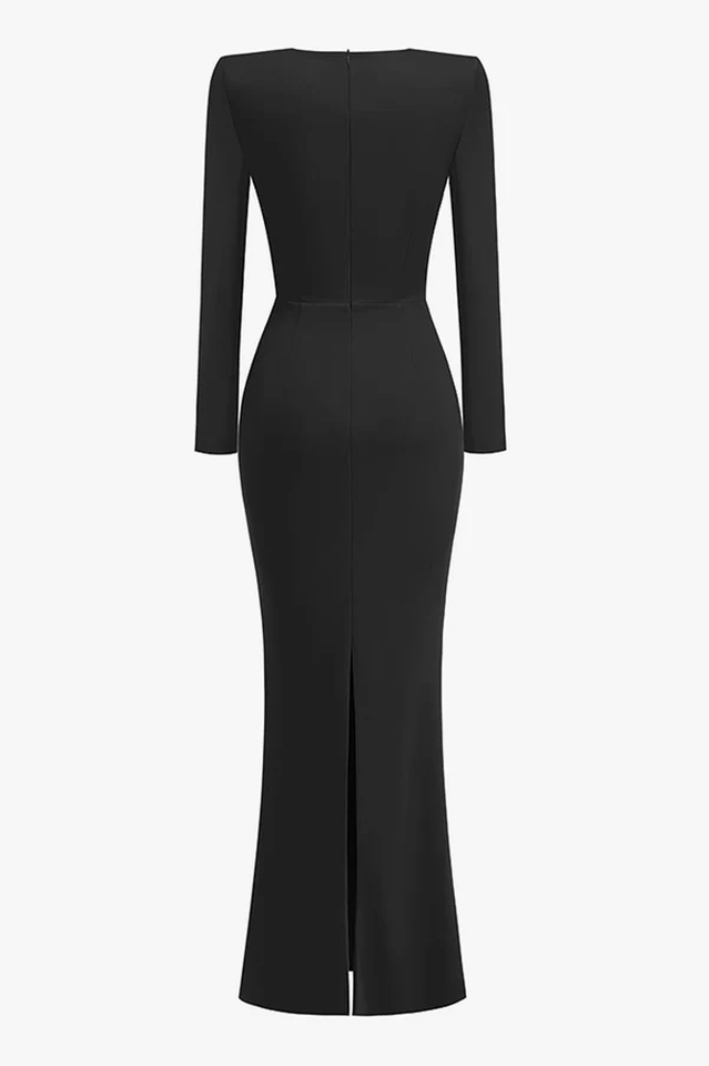 Pleated Sweetheart Bodycon Maxi Dress - WEUXS