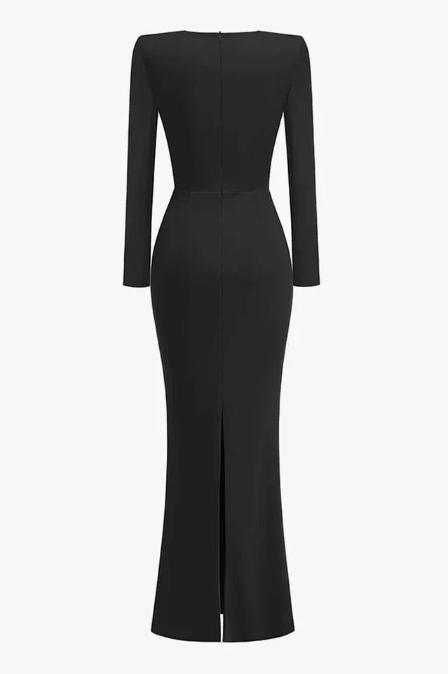 Pleated Sweetheart Bodycon Maxi Dress - WEUXS