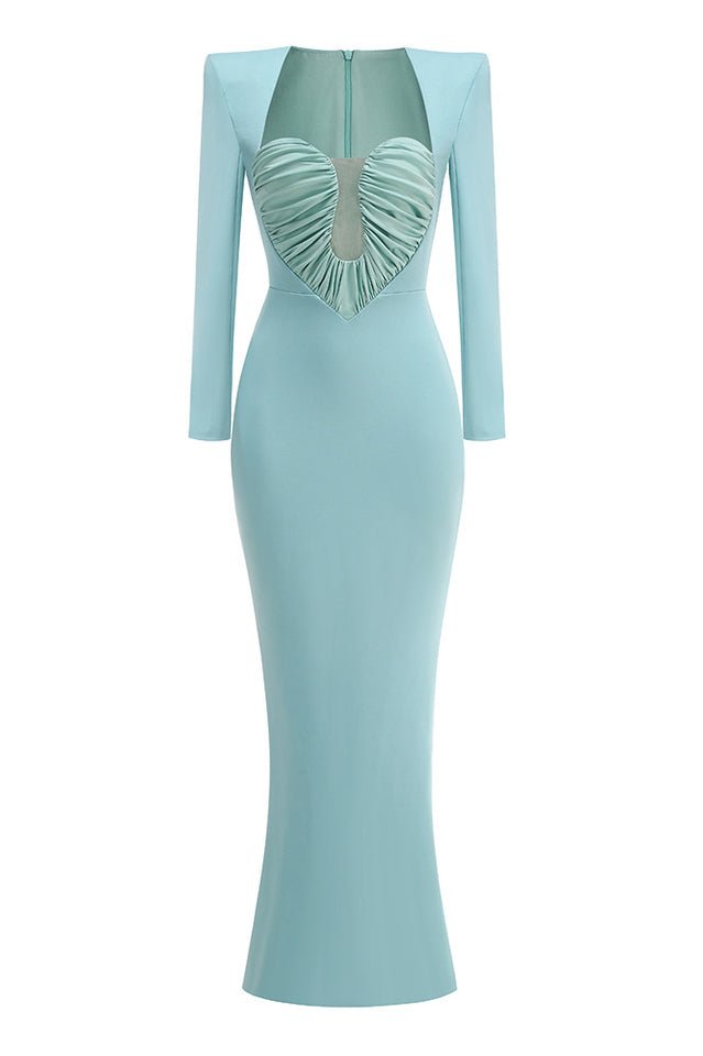 Pleated Sweetheart Bodycon Maxi Dress - WEUXS