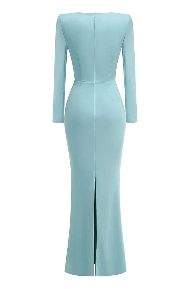Pleated Sweetheart Bodycon Maxi Dress - WEUXS