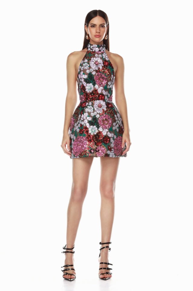 Polasa Sequins Flower Mini Dress - WEUXS