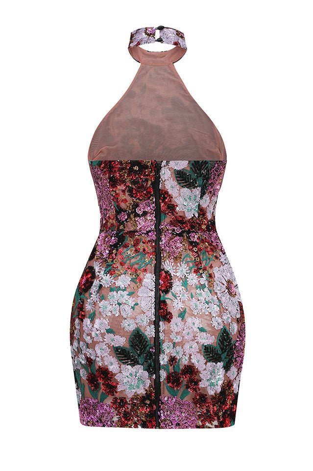 Polasa Sequins Flower Mini Dress - WEUXS