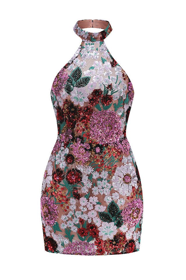 Polasa Sequins Flower Mini Dress - WEUXS