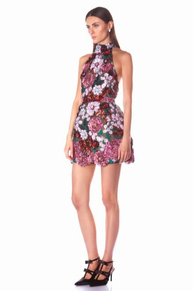 Polasa Sequins Flower Mini Dress - WEUXS