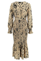 Printed V-Neck Smocked Midi Dress - View 25 | WEUXS