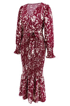 Printed V-Neck Smocked Midi Dress - View 17 | WEUXS