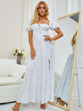 Floral print maxi dress with puff sleeves - View 59 | WEUXS