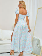 Floral print maxi dress with puff sleeves - View 50 | WEUXS