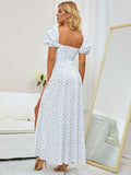 Floral print maxi dress with puff sleeves - View 56 | WEUXS