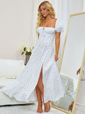 Floral print maxi dress with puff sleeves - View 57 | WEUXS