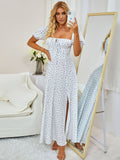 Floral print maxi dress with puff sleeves - View 55 | WEUXS