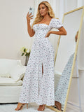 Floral print maxi dress with puff sleeves - View 69 | WEUXS