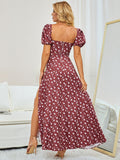 Floral print maxi dress with puff sleeves - View 80 | WEUXS