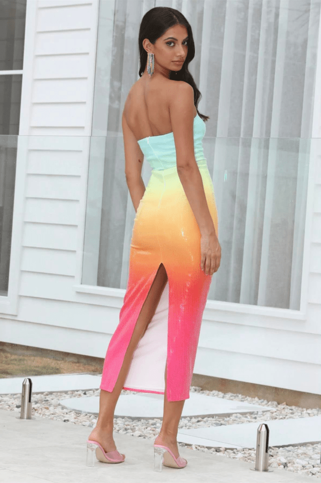 Regina Multicolored Sequin Bodycon Dress - WEUXS