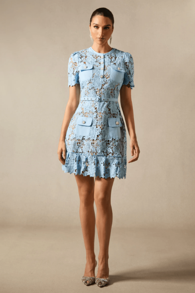 Renata Floral Embroidered Lace Mini Dress - WEUXS