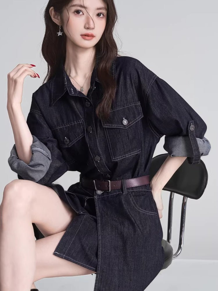 Denim shirt and skirt set - View 6 | WEUXS