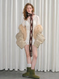 Retro Diamond Skinny Scarf Hand - Threaded Brown - WEUXS