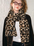 Retro Leopard Print Knit Winter Scarf - WEUXS