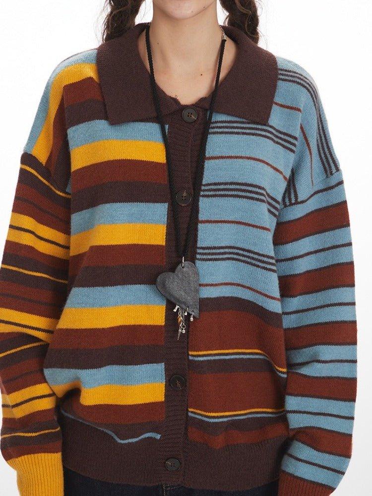 Patchwork colorblock cardigan - View 6 | WEUXS
