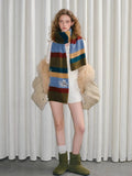 Retro Striped Knit Scarf Planet Motif Multi - WEUXS