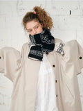 Reversible Nordic Snowflake Wool Blend Scarf Black - WEUXS