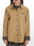 Reversible Solid & Plaid Oversized Shirt Jacket - View 6 | WEUXS
