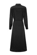 Rhinestone Dotted Collared Belted Midi Dress - WEUXS