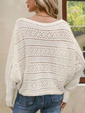 Romantic Crochet Hollow Out Batwing Sweater - WEUXS