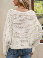 Romantic Crochet Hollow Out Batwing Sweater - WEUXS
