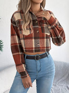 Plaid cropped shacket - View 7 | WEUXS