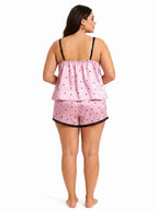 Satin Pajama Set with Lace Trim - WEUXS