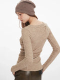 Asymmetrical knit top with ruching - View 6 | WEUXS