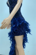Sequin Feather Trimmed Dress - WEUXS