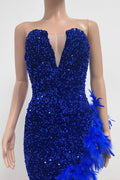 Sequin Feather Trimmed Dress - WEUXS