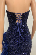 Sequin Feather Trimmed Dress - WEUXS