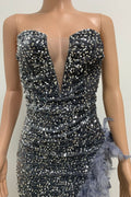 Sequin Feather Trimmed Dress - WEUXS