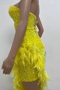 Sequin Feather Trimmed Dress - WEUXS
