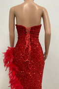 Sequin Feather Trimmed Dress - WEUXS