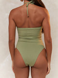 Cutout Halter Neck One Piece Swimsuit - View 6 | WEUXS