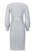 Sheath Ruched Long Sleeve Knit Dress - WEUXS