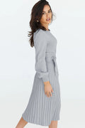 Sheath Ruched Long Sleeve Knit Dress - WEUXS