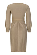 Sheath Ruched Long Sleeve Knit Dress - WEUXS
