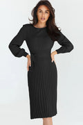 Sheath Ruched Long Sleeve Knit Dress - WEUXS